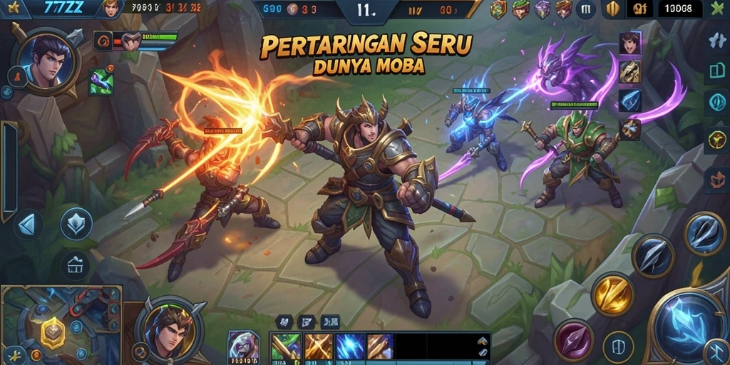 Tampilan gameplay seru dalam pertarungan MOBA di 777ZX.