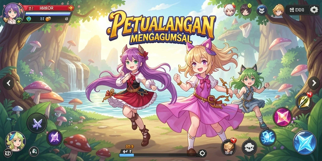Tangkapan layar gameplay 888IDR menampilkan karakter anime dalam aksi seru.