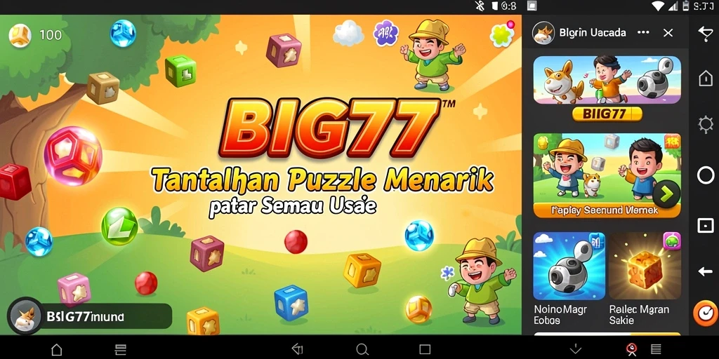 Tampilan gameplay Puzzle yang seru dan menantang dalam BIG77.
