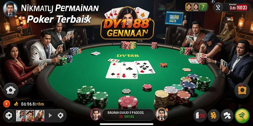 Tampilan gameplay Poker yang mendebarkan di DV188.
