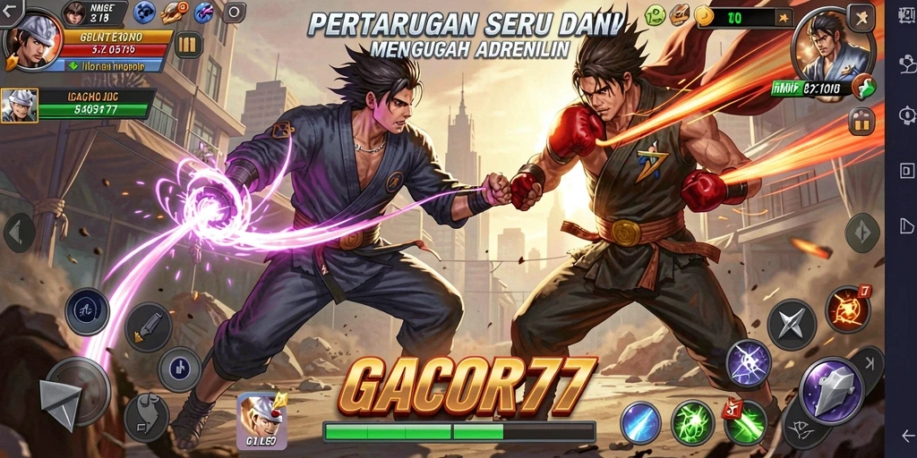 Tangkapan layar utama dari gameplay pertarungan seru GACOR77.