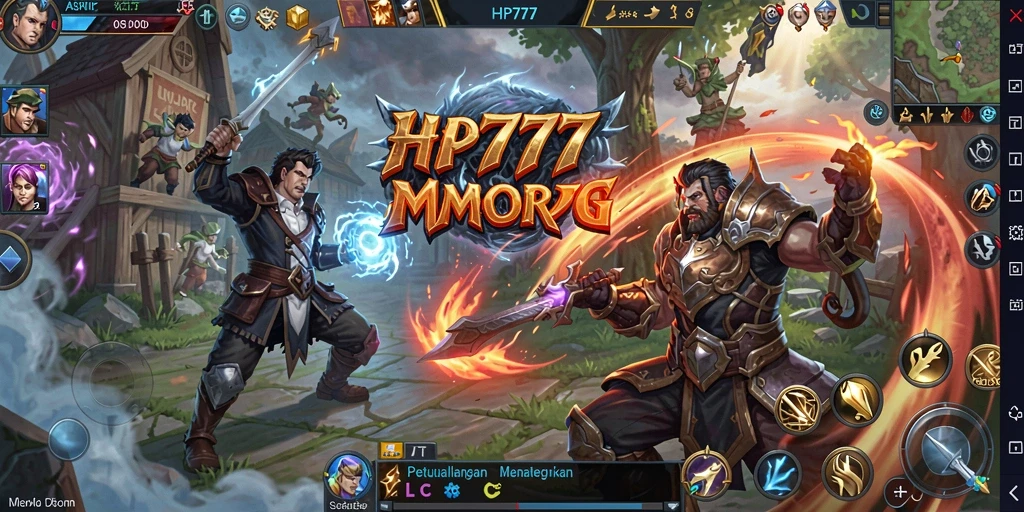 Screenshot gameplay HP777 menampilkan aksi seru dalam pertempuran MMORPG.