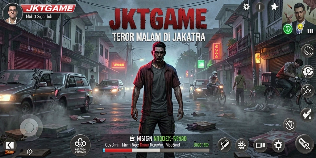 Tangkapan layar menampilkan karakter yang berlari dari makhluk mengerikan di malam hari.
