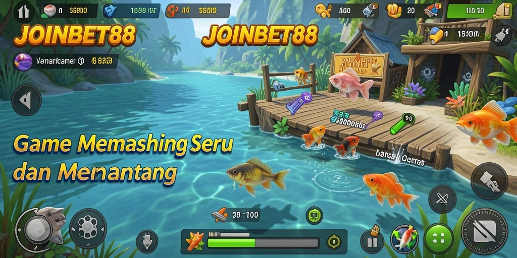 Screenshot gameplay JOINBET88 menampilkan aksi memancing yang seru dan menawan.