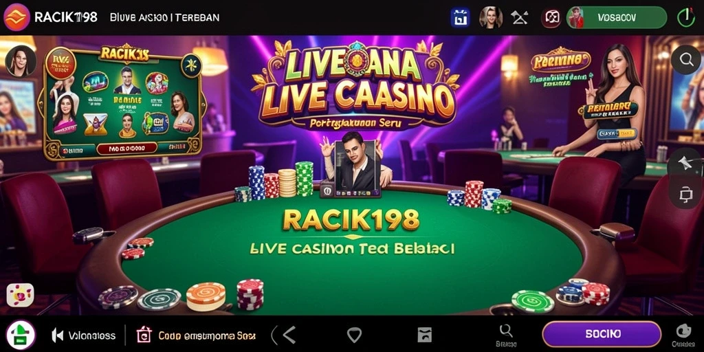 Tampilan gameplay Live Casino RACIK198 dengan dealer profesional.