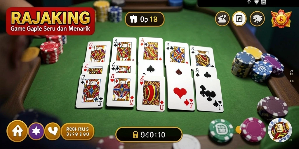 Tampilan gameplay RAJAKING dalam permainan Gaple yang seru.