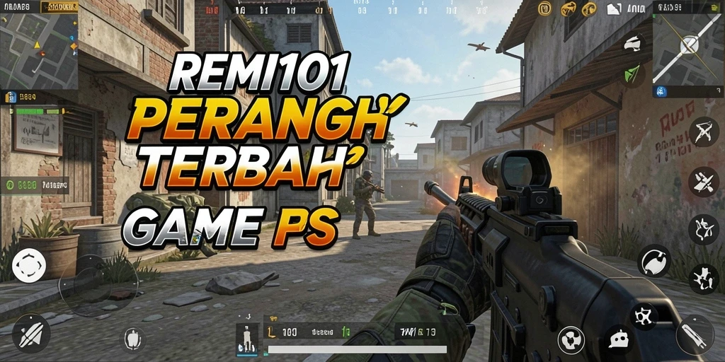 Menampilkan aksi seru dalam gameplay REMI101 di medan perang.