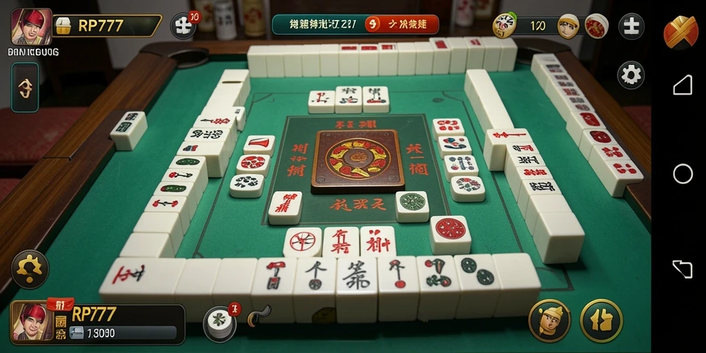 Tampilan gameplay yang memukau di RP777 menampilkan aksi Mahjong seru.