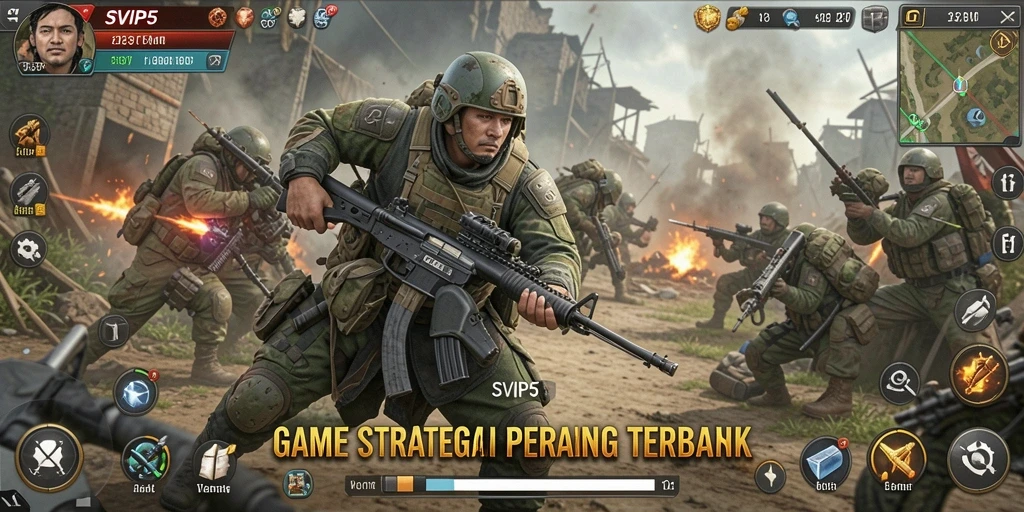 Tampilan gameplay mendebarkan dalam SVIP5 yang menunjukkan strategi dan perang.