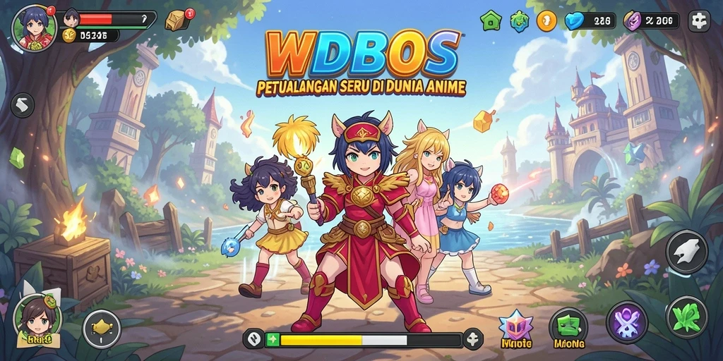 Screenshot WDBOS menampilkan karakter anime dalam aksi epik.